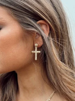 Princess Polly Edwards Cross Earrings  Gold Discount