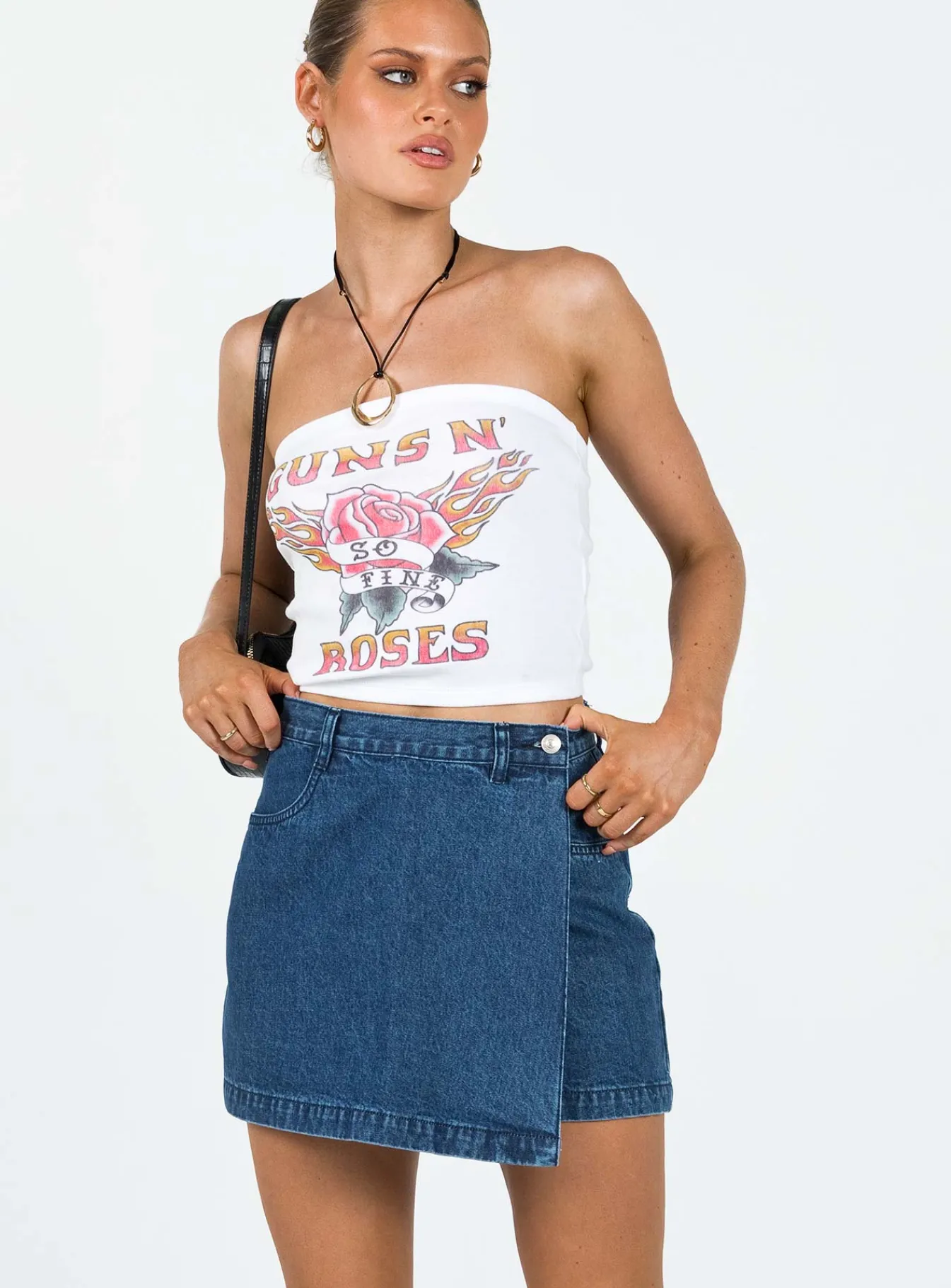 Princess Polly Edwina Skort Dark Wash Denim Blue Denim Fashion