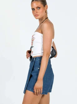 Princess Polly Edwina Skort Dark Wash Denim Blue Denim Fashion