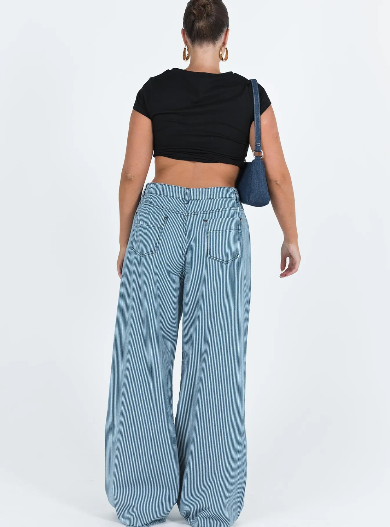 Princess Polly Eivissa Baggy Jeans Blue Denim Stripe Hot