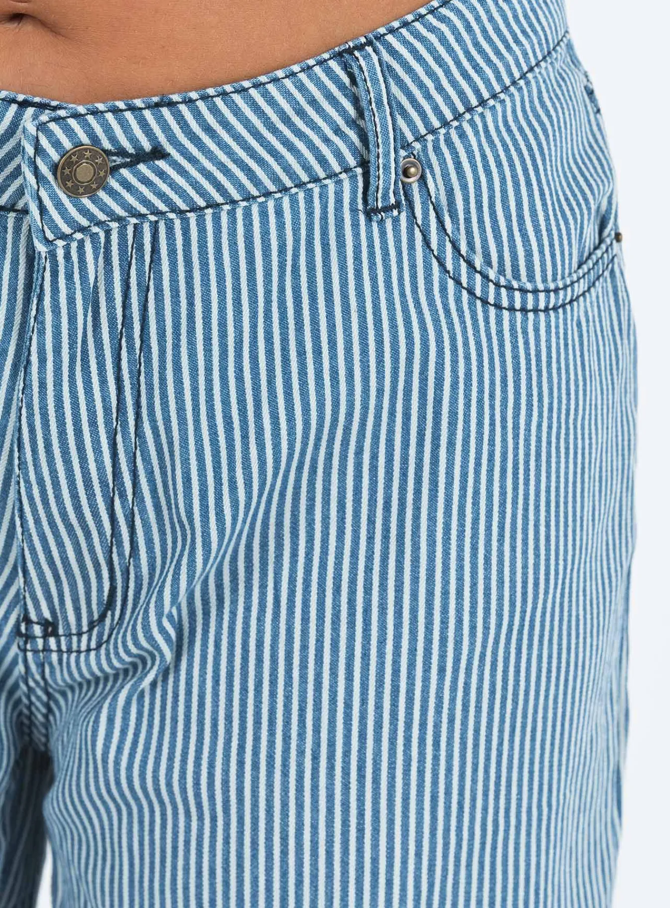 Princess Polly Eivissa Baggy Jeans Blue Denim Stripe Hot