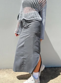 Princess Polly Elderbery Cargo Maxi Skirt  Grey Hot
