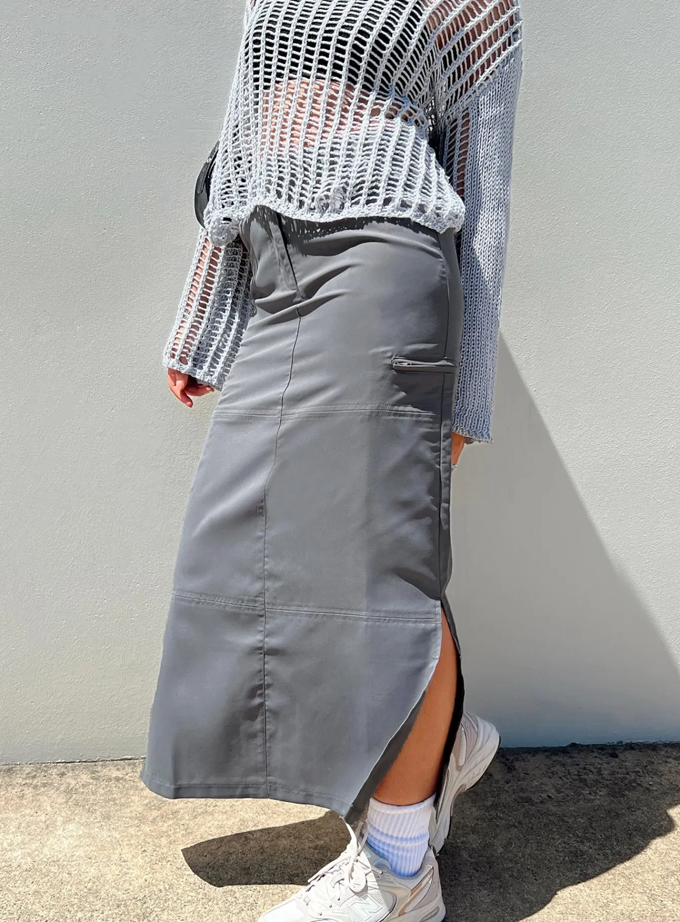 Princess Polly Elderbery Cargo Maxi Skirt Grey Hot