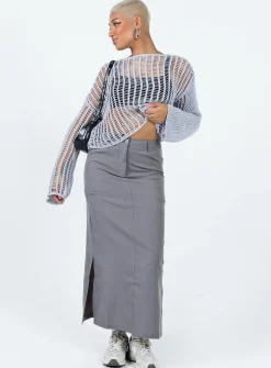 Princess Polly Elderbery Cargo Maxi Skirt  Grey Hot