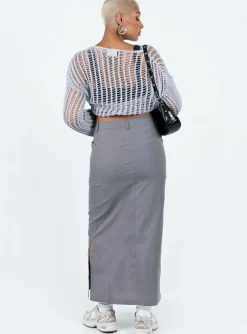 Princess Polly Elderbery Cargo Maxi Skirt Grey Hot