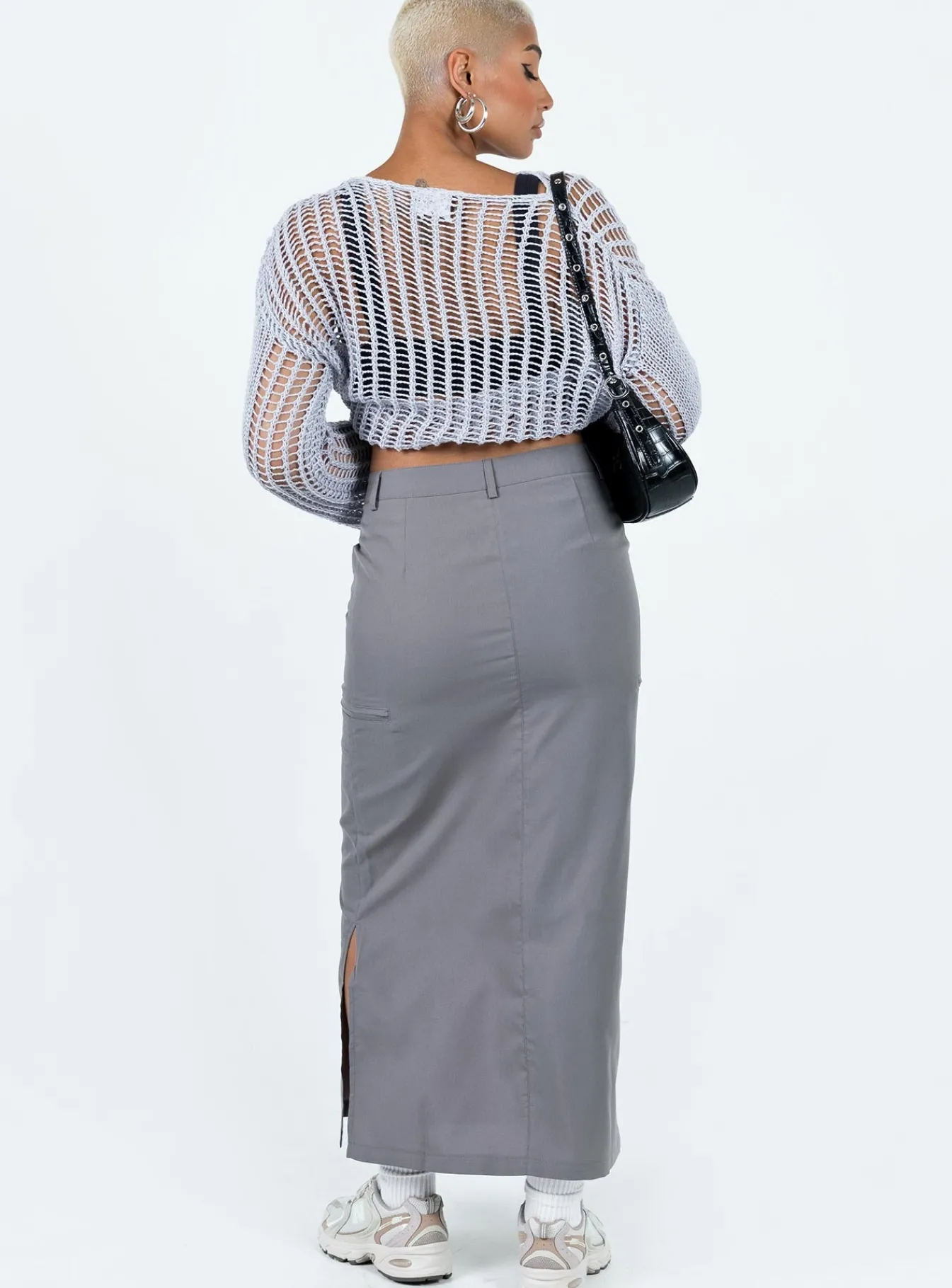 Princess Polly Elderbery Cargo Maxi Skirt Grey Hot