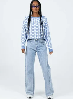 Princess Polly Elewa Geo Sweater Blue / White Online