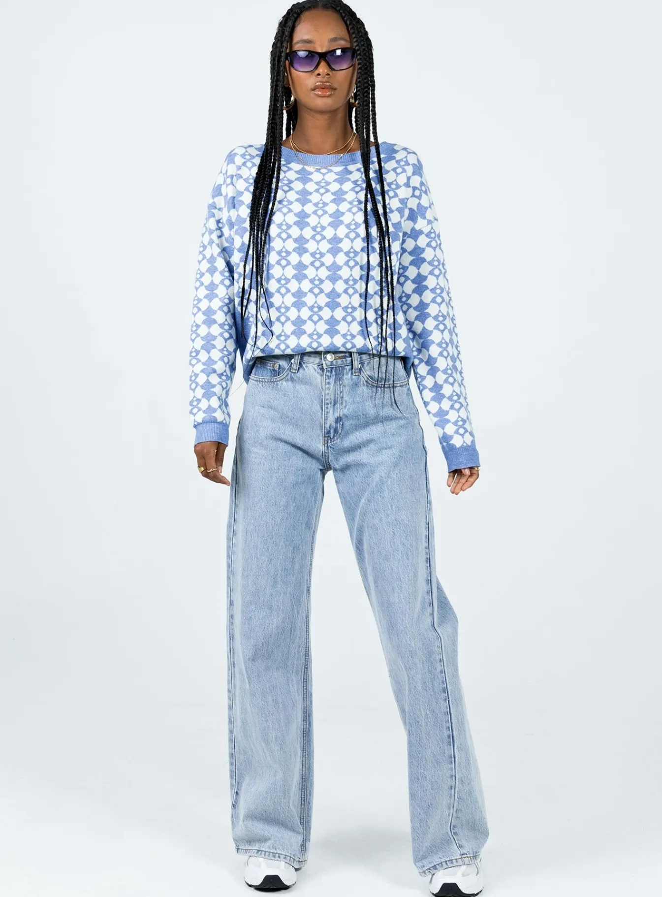 Princess Polly Elewa Geo Sweater Blue / White Online