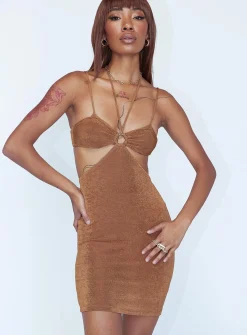 Princess Polly Eliana Mini Dress  Brown Store