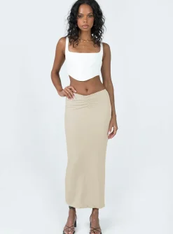 Princess Polly Elidy Maxi Skirt  Beige Hot