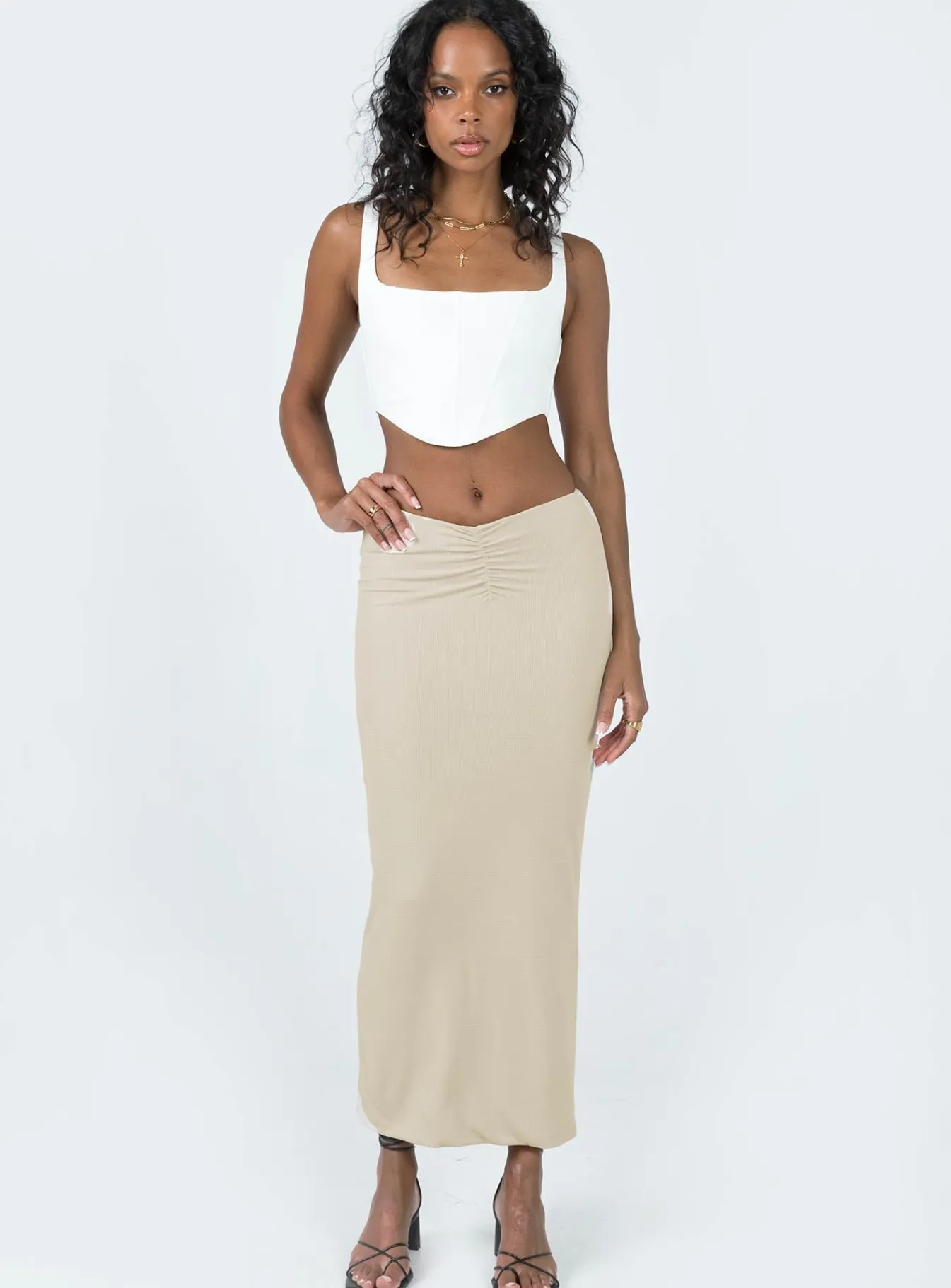 Princess Polly Elidy Maxi Skirt Beige Hot