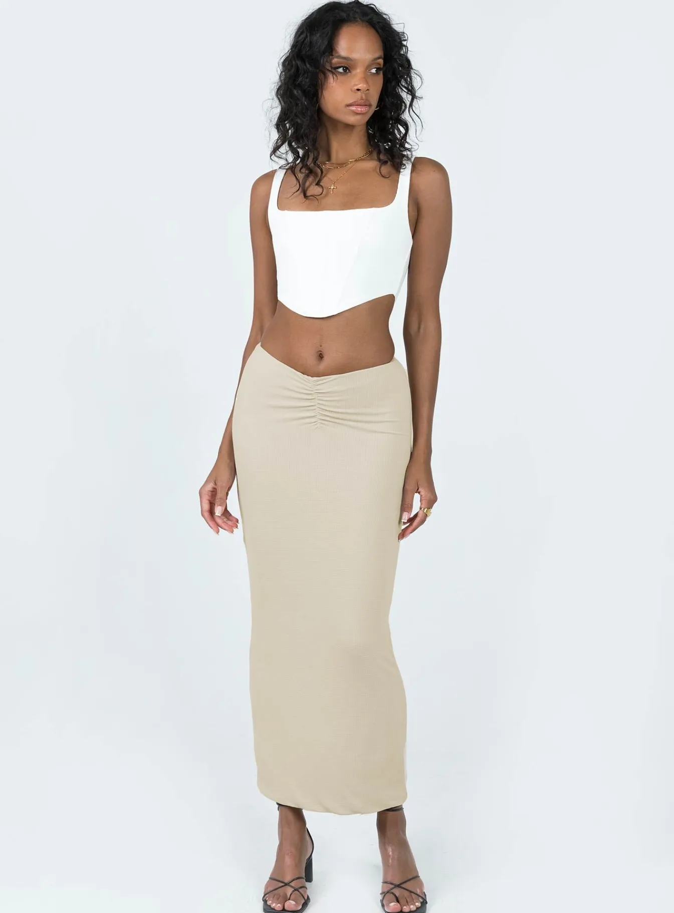 Princess Polly Elidy Maxi Skirt Beige Hot