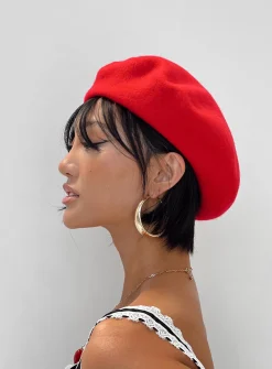 Princess Polly Elio Beret  Red Hot