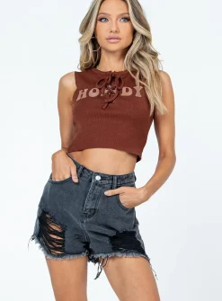 Princess Polly Elise Shorts Washeddenim   Black Online
