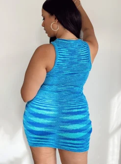 Princess Polly Elish Mini Dresscurve   Blue Clearance