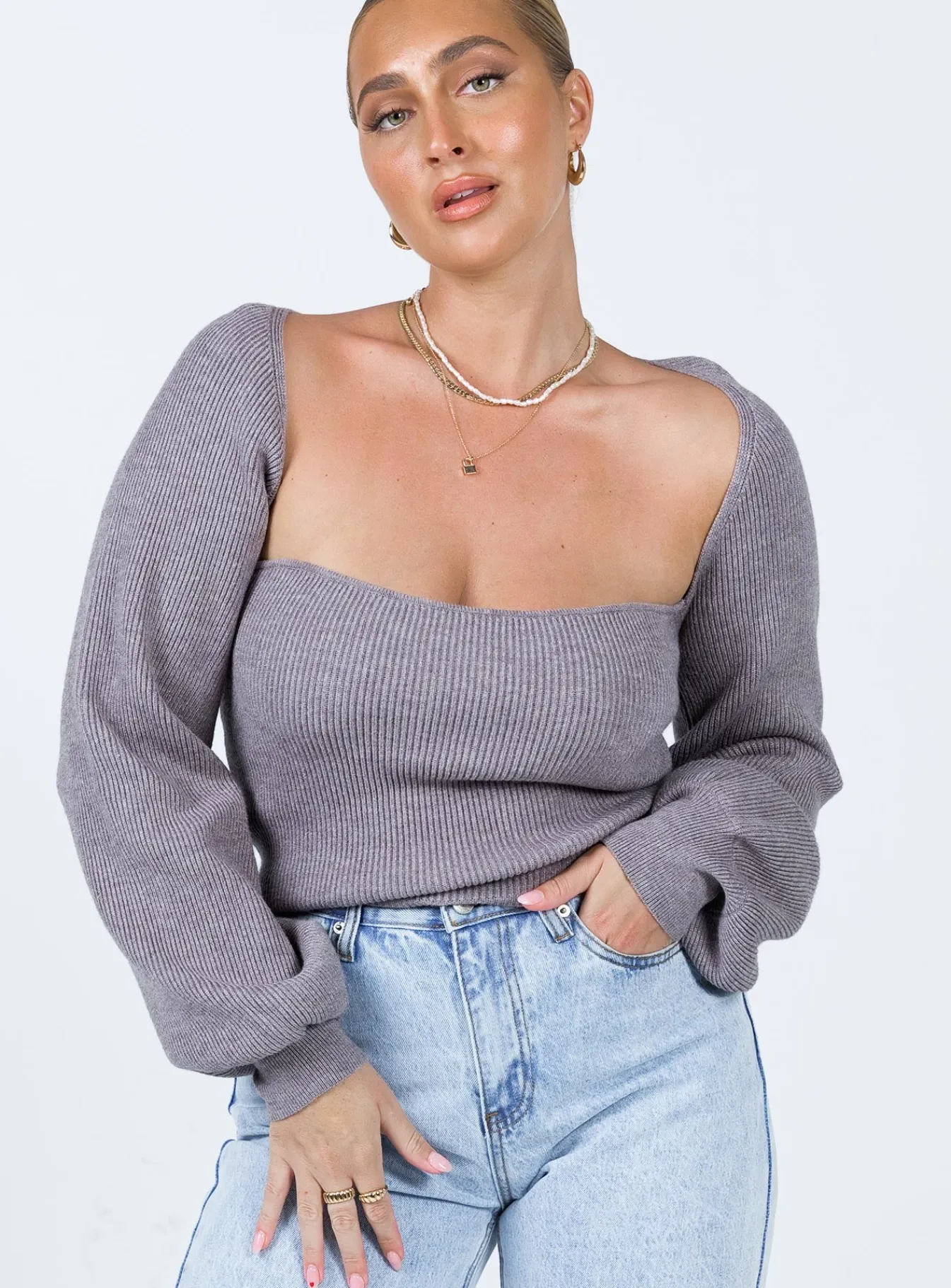 Princess Polly Eliza Sweater Grey Fashion