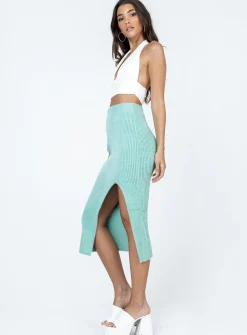 Princess Polly Ella Brooke Knit Midi Skirt Sage Green Discount
