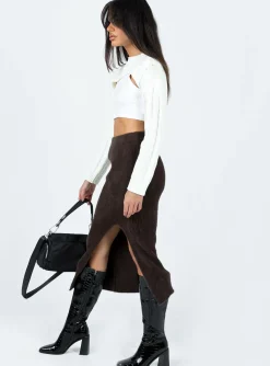 Princess Polly Ella Brooke Knit Midi Skirt Brown Best Sale