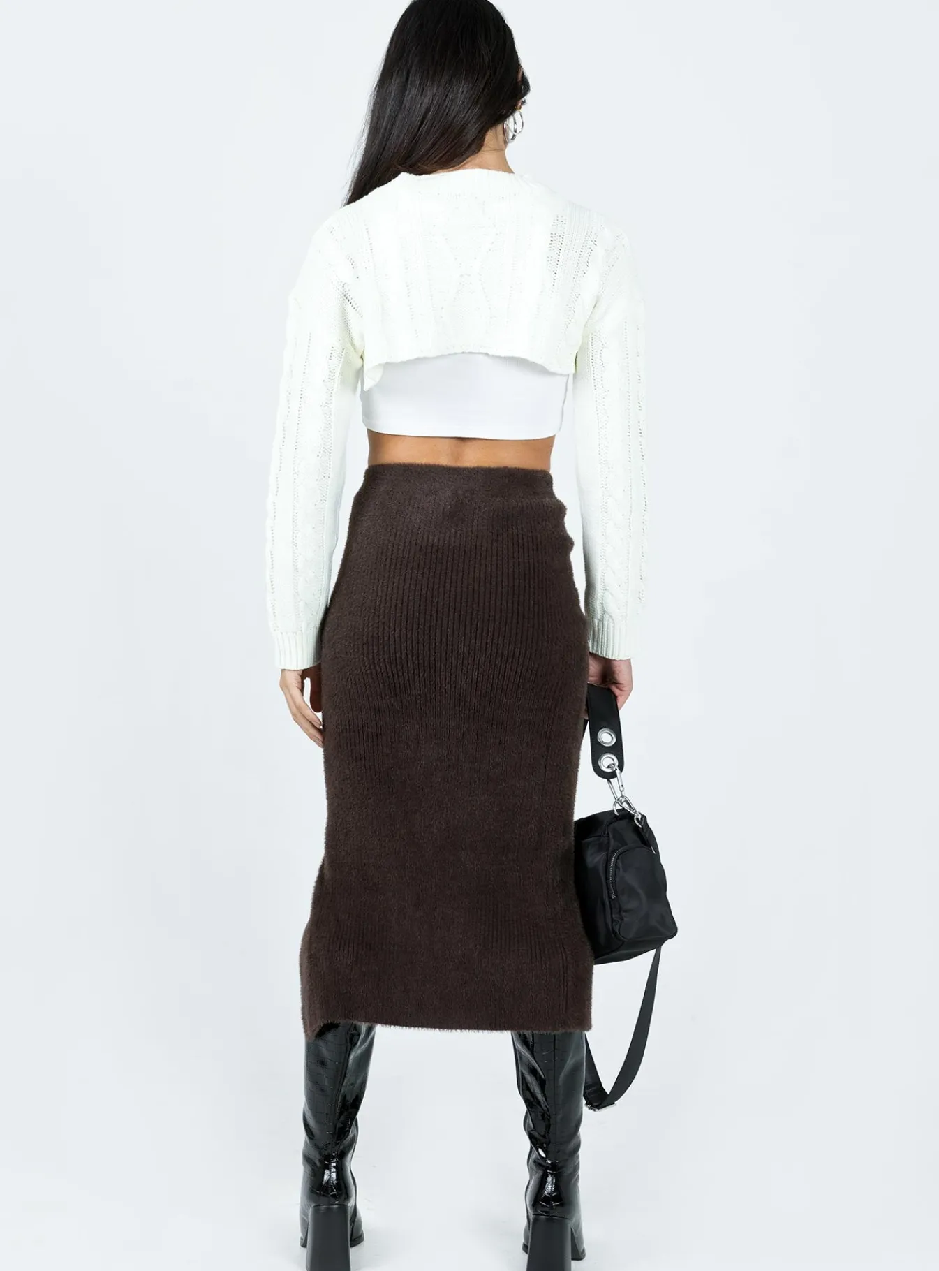 Princess Polly Ella Brooke Knit Midi Skirt Brown Best Sale