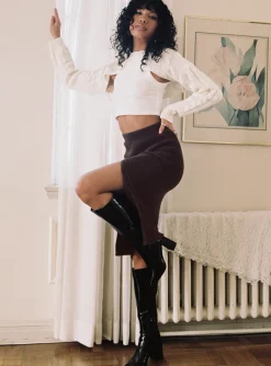 Princess Polly Ella Brooke Knit Midi Skirt Brown Best Sale