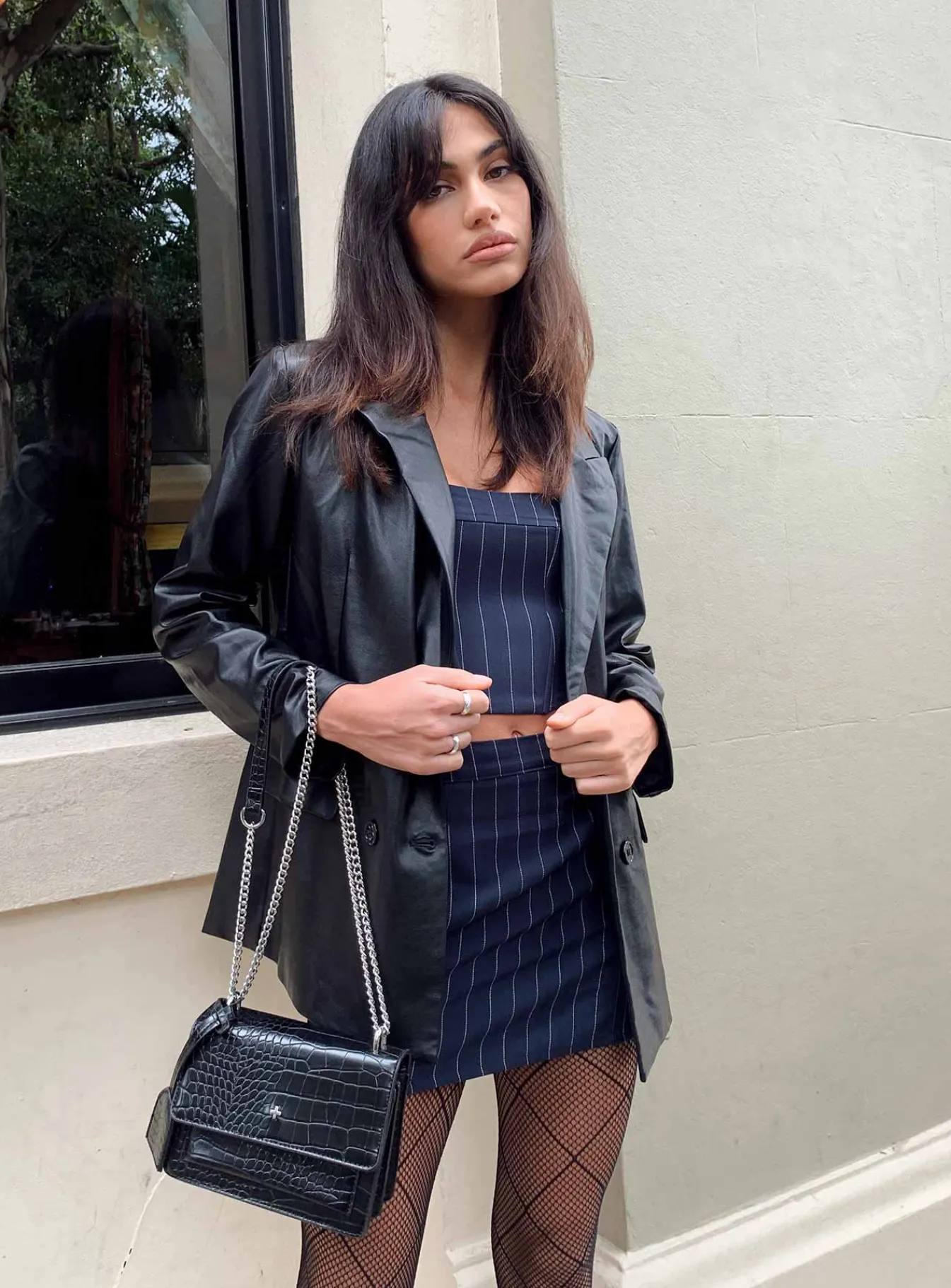 Princess Polly Ellen Faux Leather Blazer Black Clearance