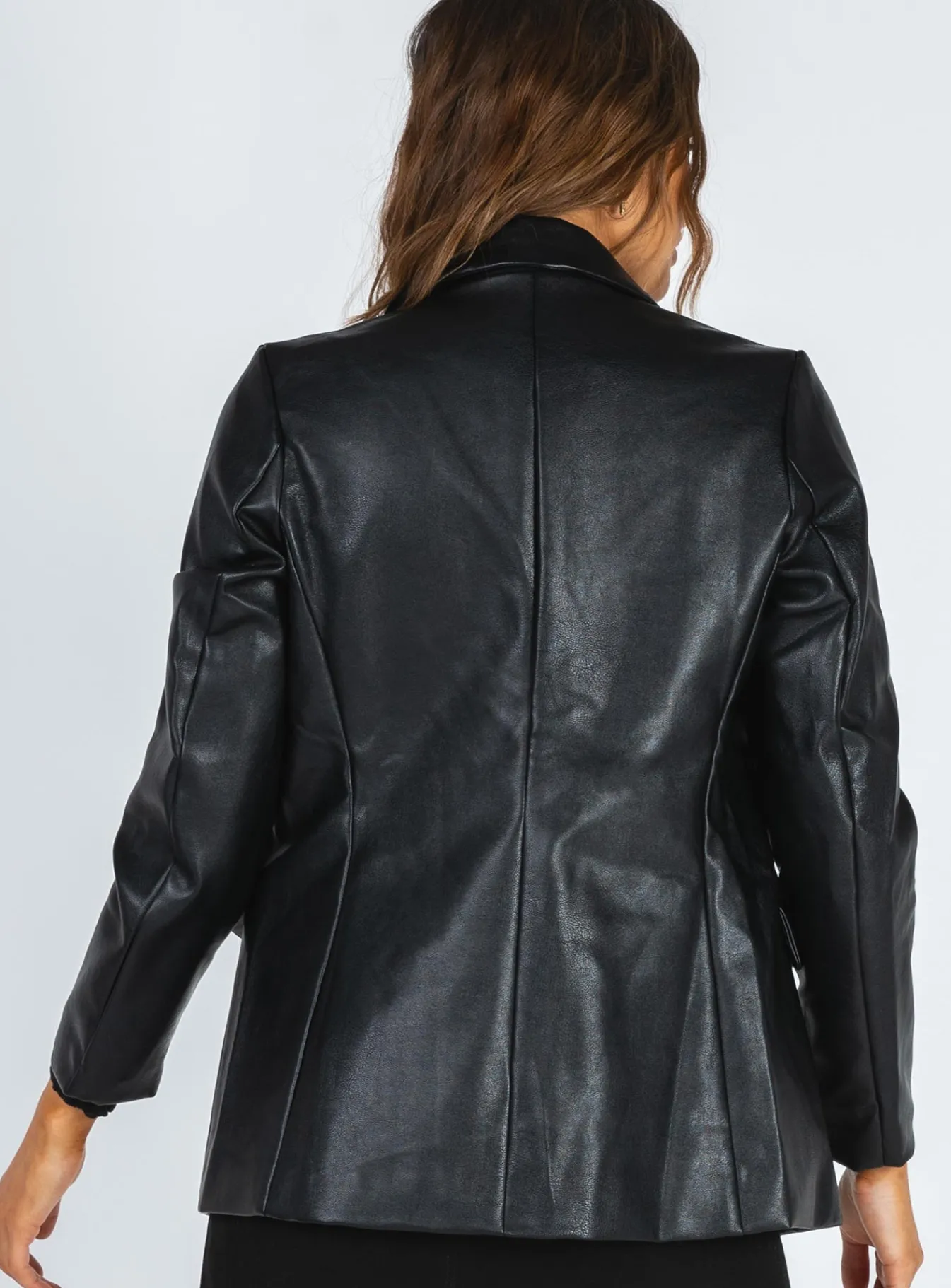 Princess Polly Ellen Faux Leather Blazer Black Clearance