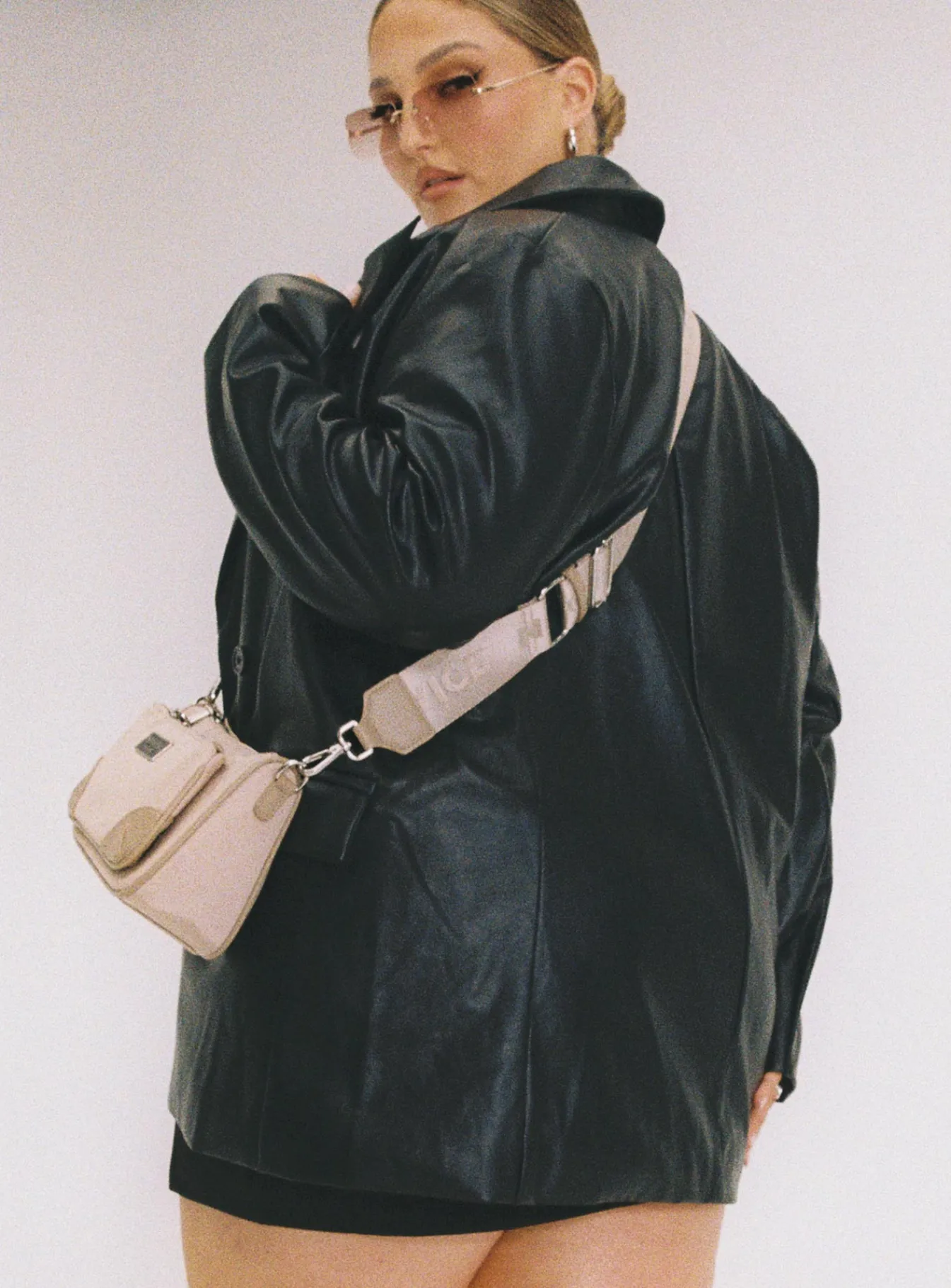 Princess Polly Ellen Faux Leather Blazer Curve Black Best
