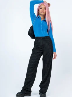 Princess Polly Elody Long Sleeve Bodysuit  Blue Flash Sale