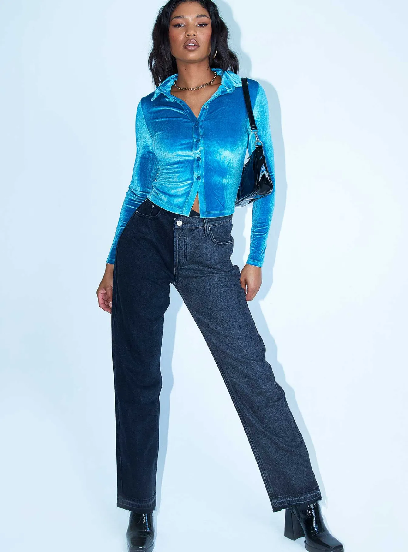 Princess Polly Elody Long Sleeve Top Velvet Teal Blue Online