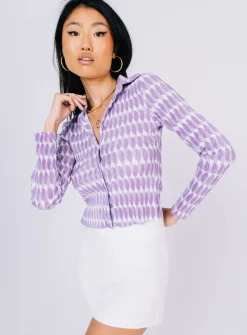 Princess Polly Elody Long Sleeve Topmulti   Purple Best