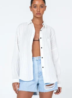 Princess Polly Elona Shirt  White Discount