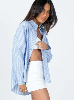 Princess Polly Elona Shirtstripe Blue New
