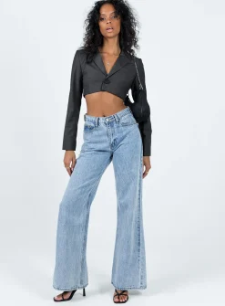 Princess Polly Elori Crop Blazer Grey Discount