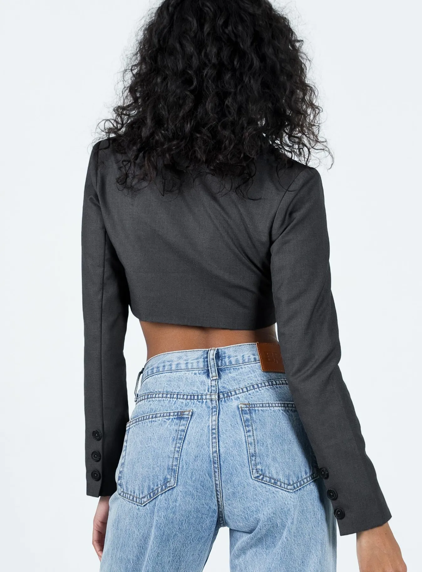 Princess Polly Elori Crop Blazer Grey Discount