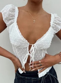 Princess Polly Elvia Top White   Ivory Best Sale