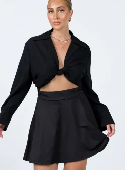 Princess Polly Em Mini Skirt  Black Clearance