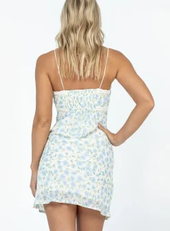 Princess Polly Emilee Mini Dressfloral Blue Best Sale
