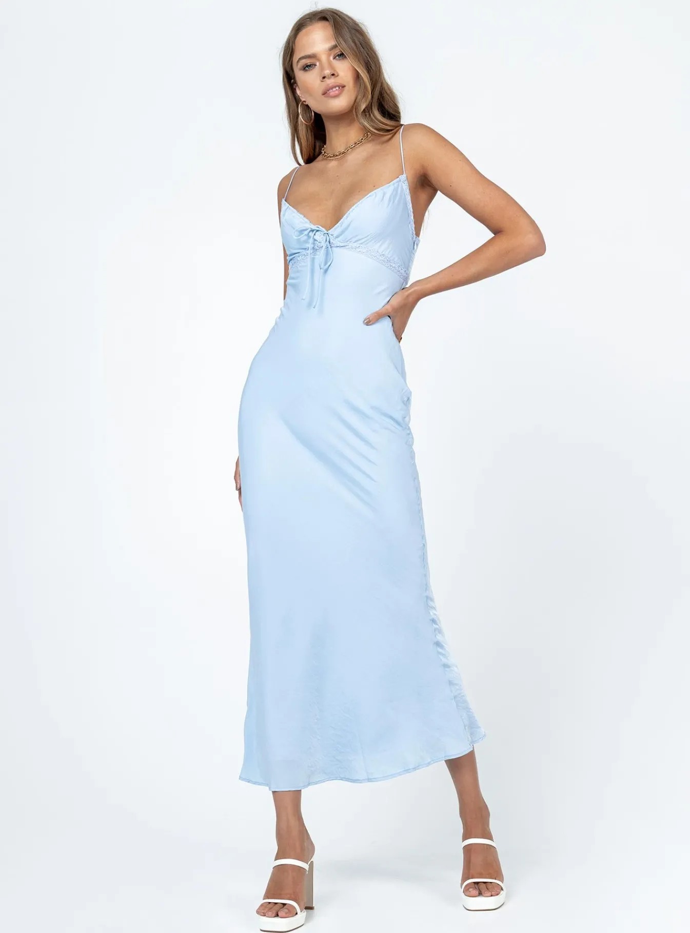 Princess Polly Emily Maxi Dress Blue Hot