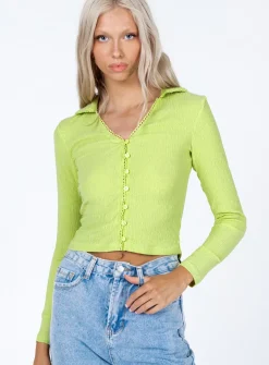 Princess Polly Emmaline Long Sleeve Top  Green New