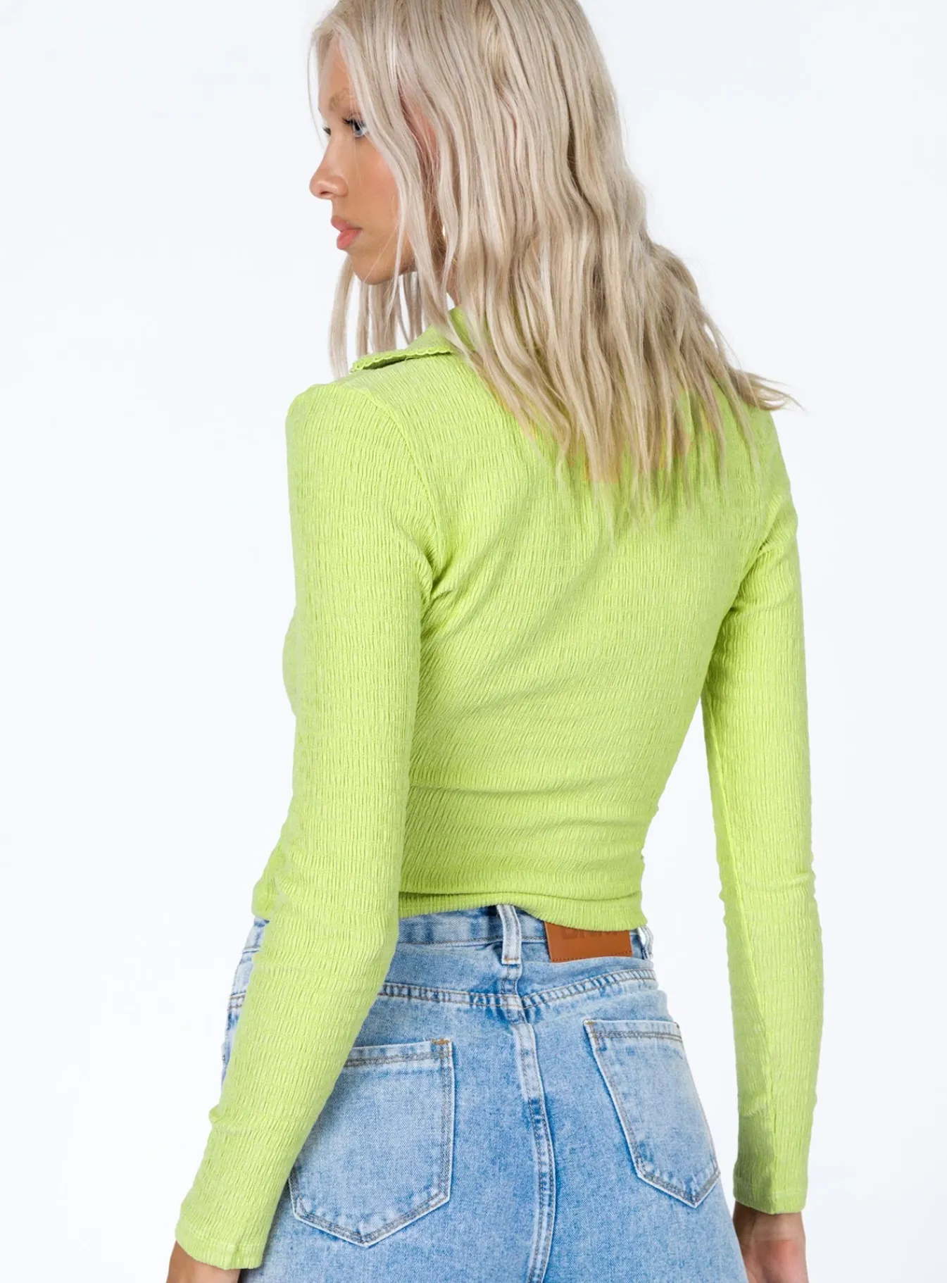 Princess Polly Emmaline Long Sleeve Top Green New