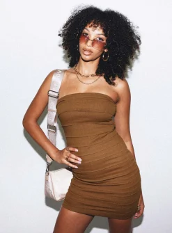 Princess Polly Emmaline Strapless Mini Dress  Brown Cheap