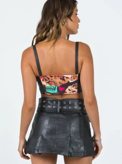 Princess Polly Emporium Pu Mini Skirt Black New