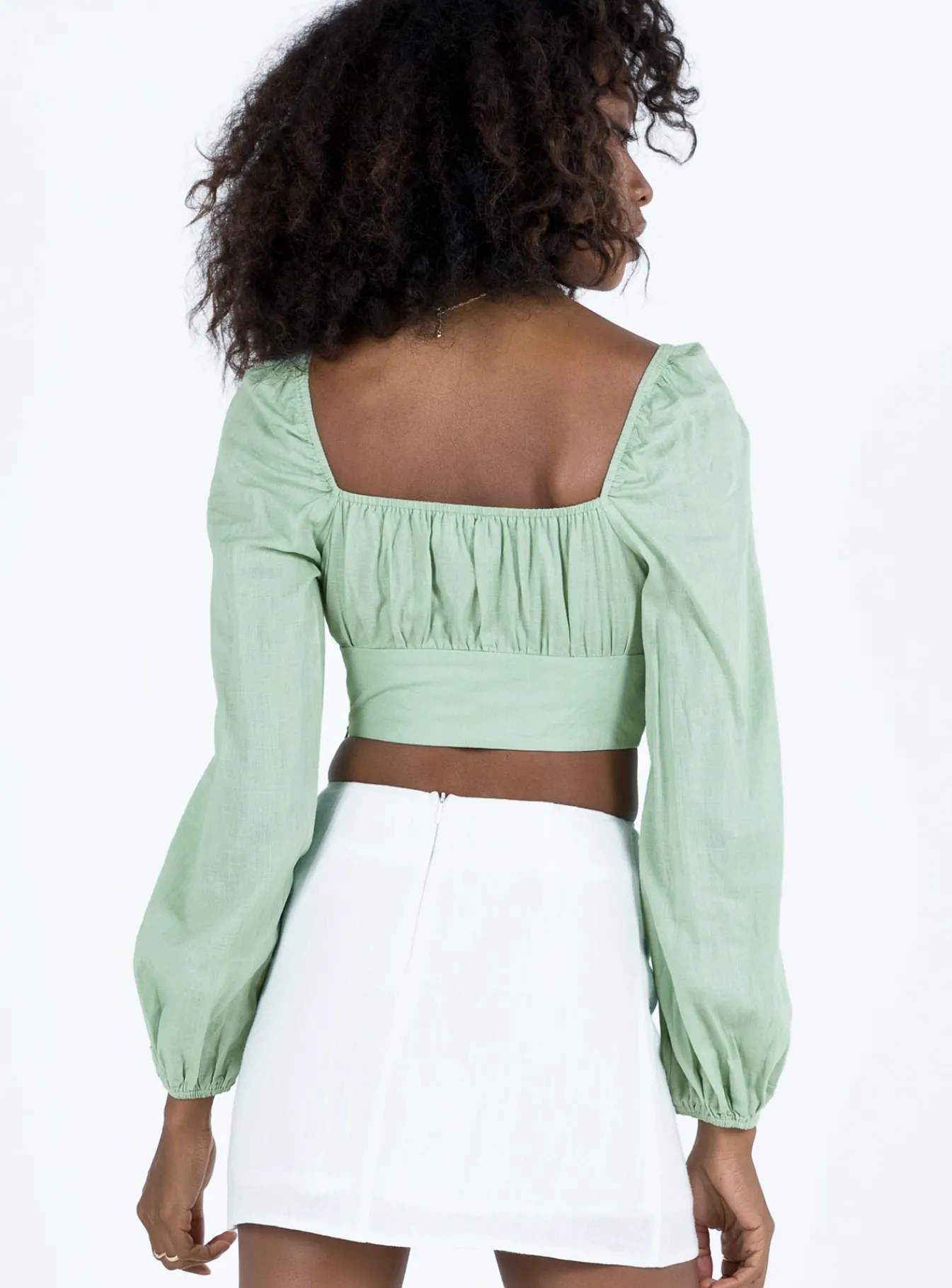Princess Polly Empress Of Love Long Sleeve Top Sage Outlet