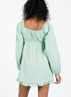 Princess Polly Empress Of Love Long Sleeve Mini Dress Sage Sale