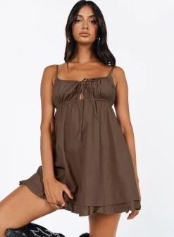 Princess Polly Empress Of Love Mini Dress  Brown Best