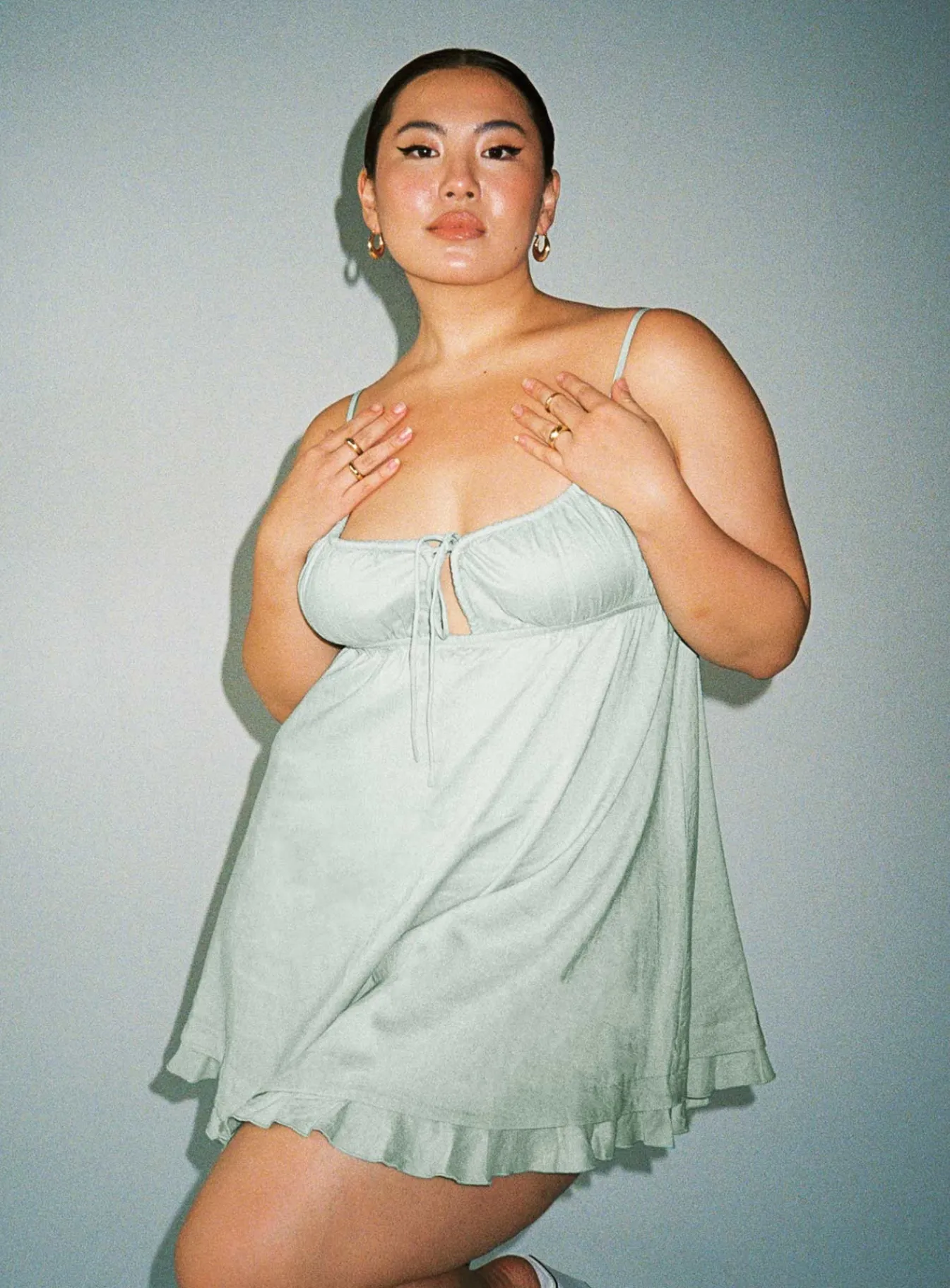 Princess Polly Empress Of Love Mini Dress Sage Curve Green Outlet