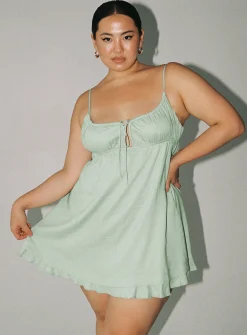 Princess Polly Empress Of Love Mini Dress Sage Curve Green Outlet