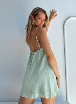 Princess Polly Empress Of Love Mini Dress Sage Flash Sale
