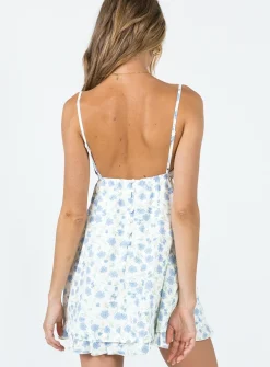 Princess Polly Empress Of Love Mini Dressfloral   Blue Clearance