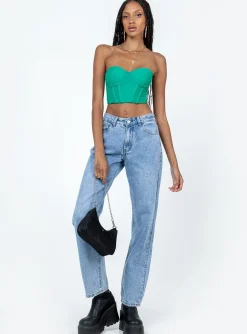 Princess Polly Endless Love Mesh Corset Top Green Discount